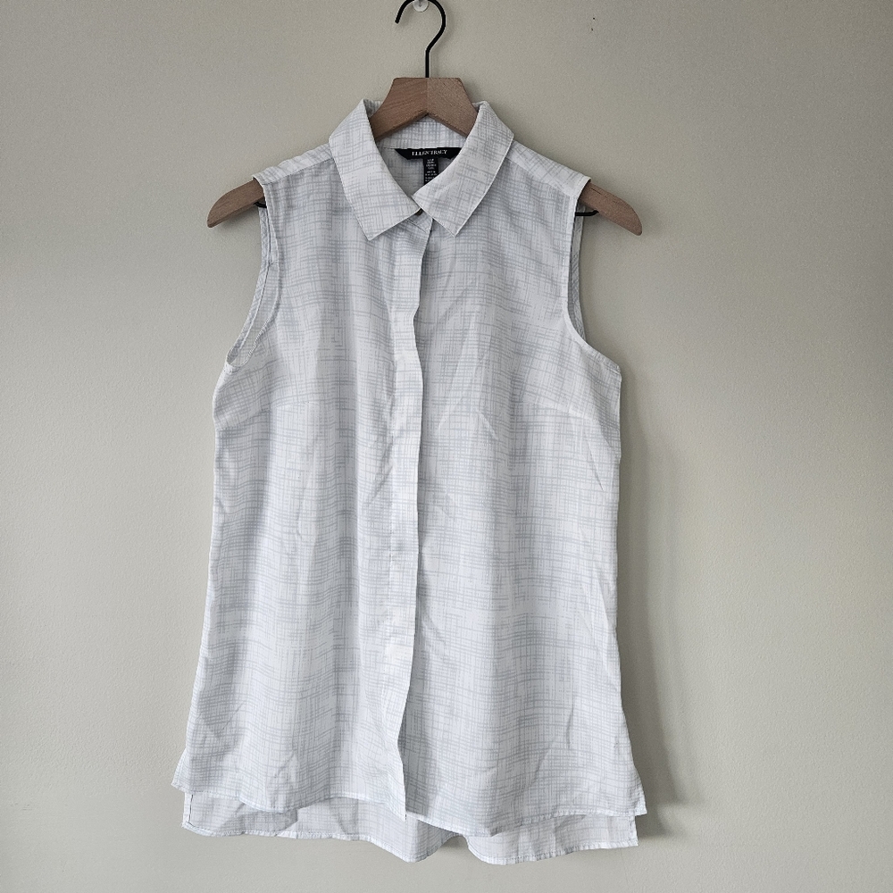 Ellen Tracy Sleeveless Button Down Collared Blouse - image 4